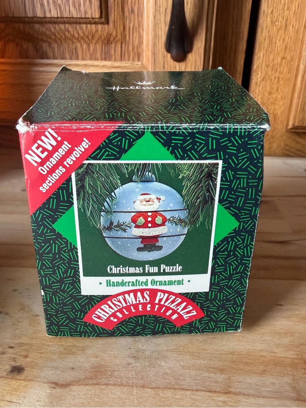 Hallmark Green & Red Christmas Pizzazz Handcrafted Santa Ornament